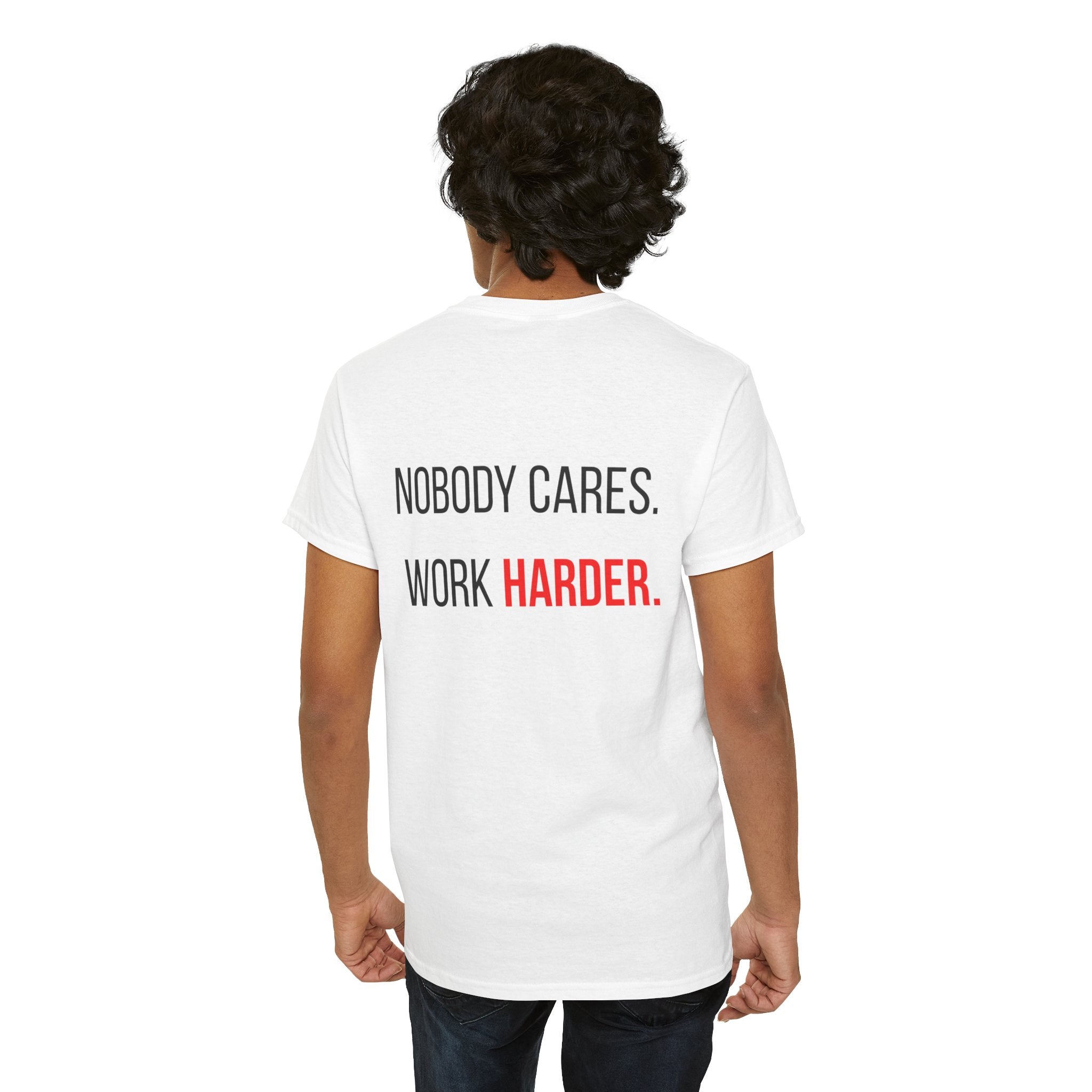 The ABUNDANCE Club AU - GYM VIBES COLLECTION "NOBODY CARES WORK HARDER" - Snow- Unisex Tee