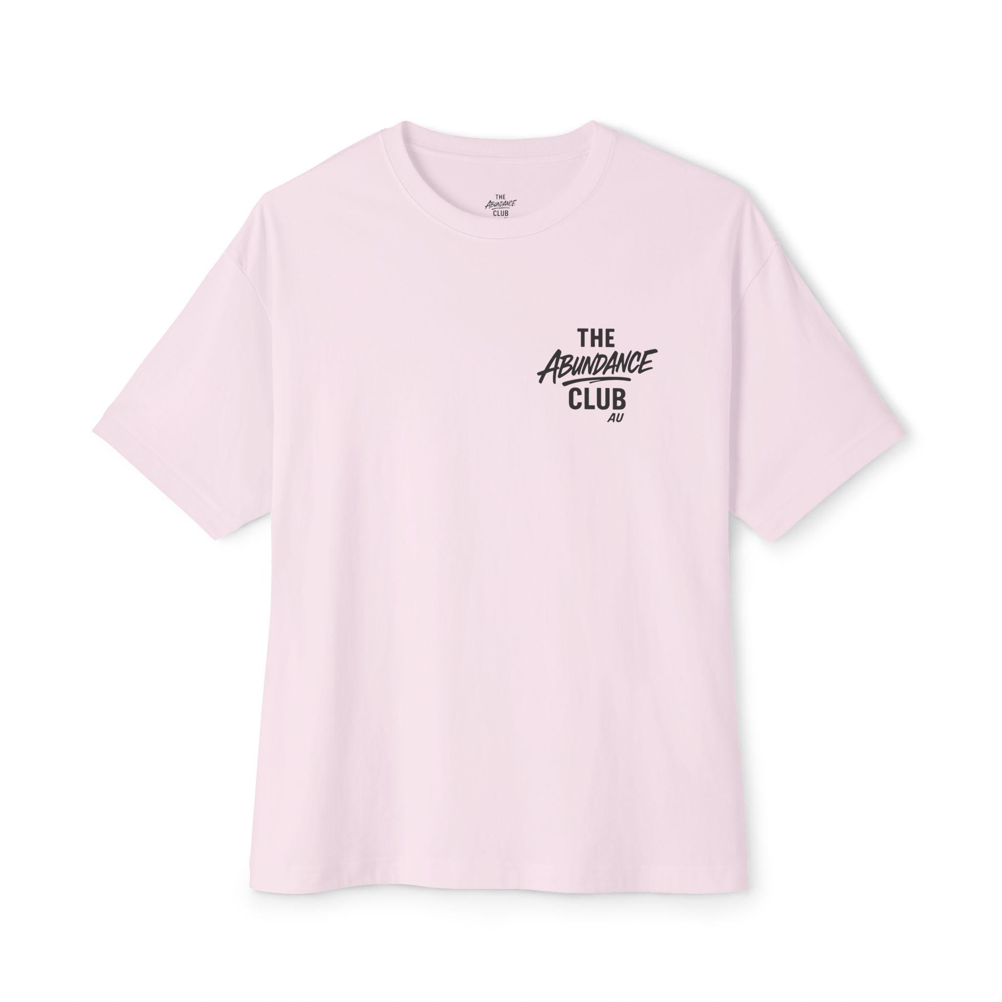 The ABUNDANCE Club AU – GYM VIBES Collection “VIBRATION MODE: ON” Unisex Tee – Rose Quartz Edition
